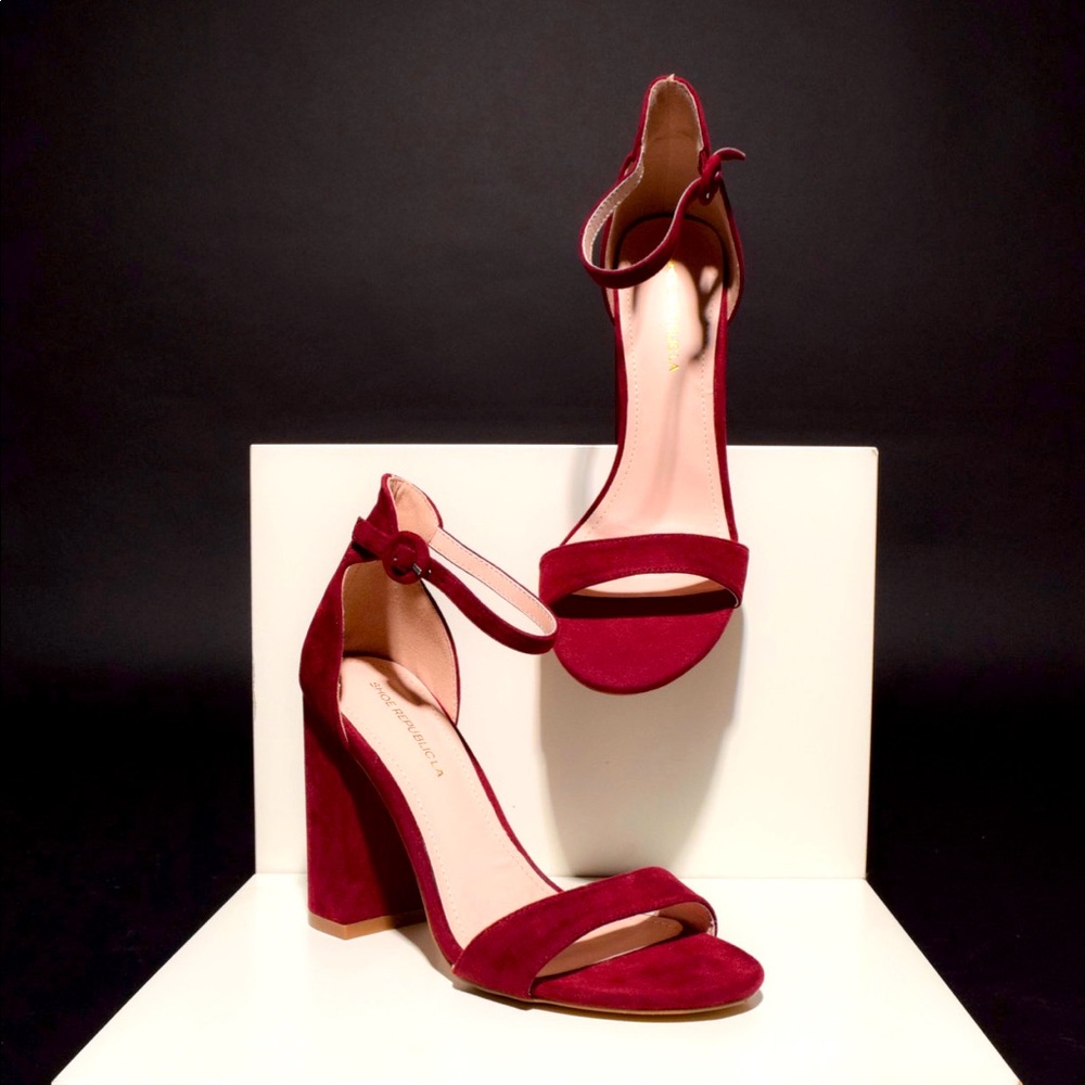 Aimee Burgundy open toed heels